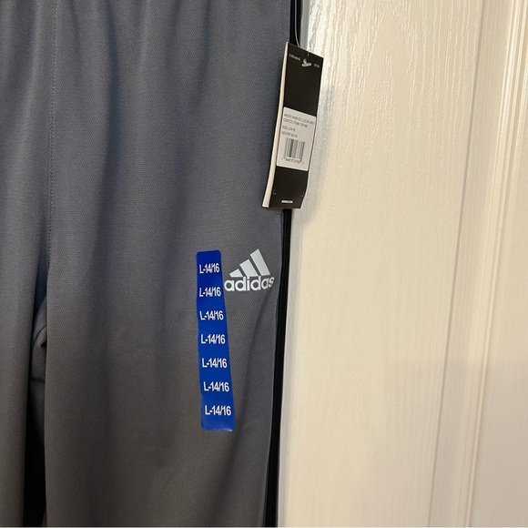 Adidas youth boys' 3-stripe active pants in grey with black stripes size L 14/16 - Picture 4 of 6